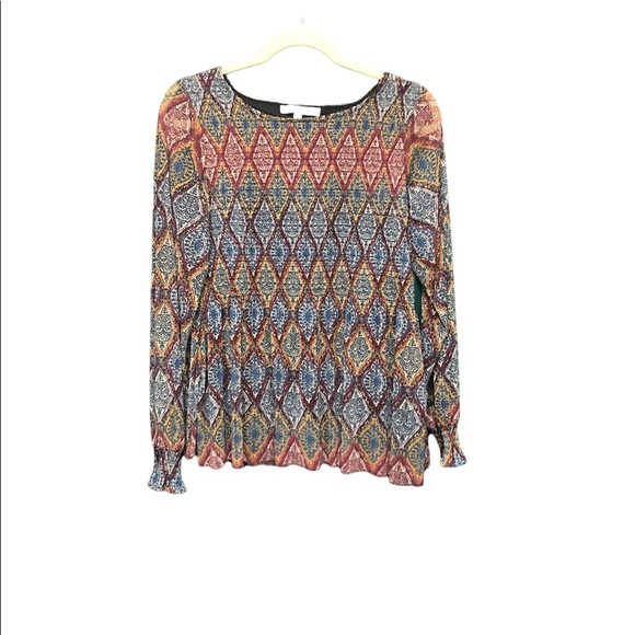 ROSE AND OLIVE SMOCKED BOHEMIAN BLOUSE - Picture 1 of 4